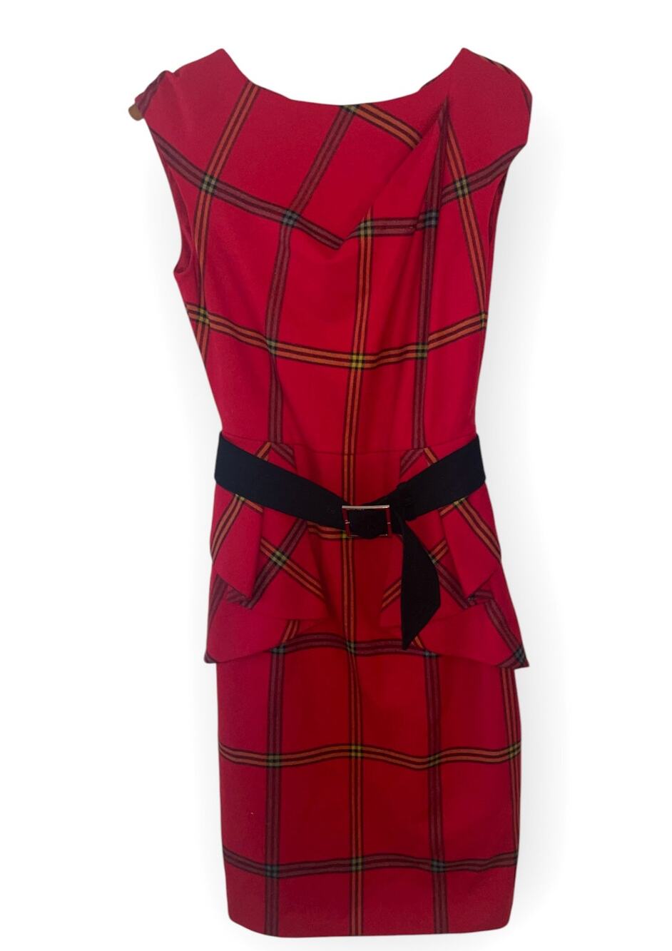Karen Millen Red Tartan Dress | Sz 6 | Lined | Perfect Condition